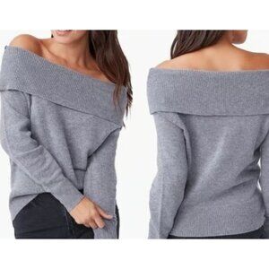 Paige Free People Womens Gray Wool Izabella Cowl Neck Off Shoulder Sweater Top M